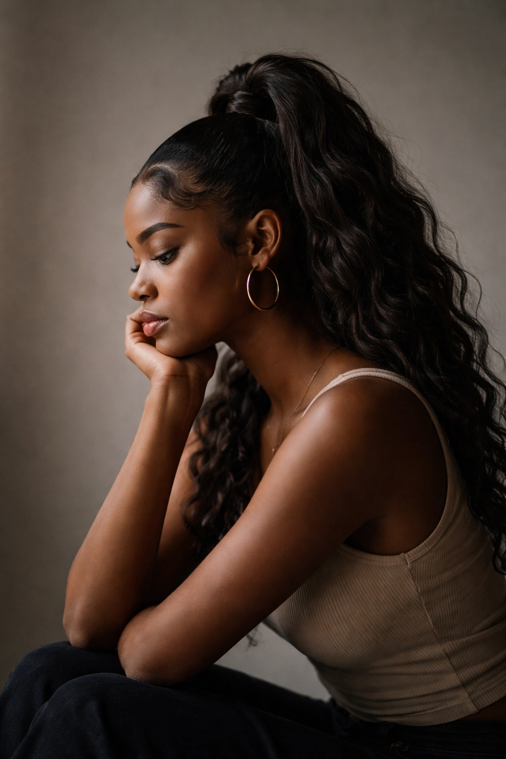 Silhouette of a thoughtful person in a studio, representing final thoughts, no text