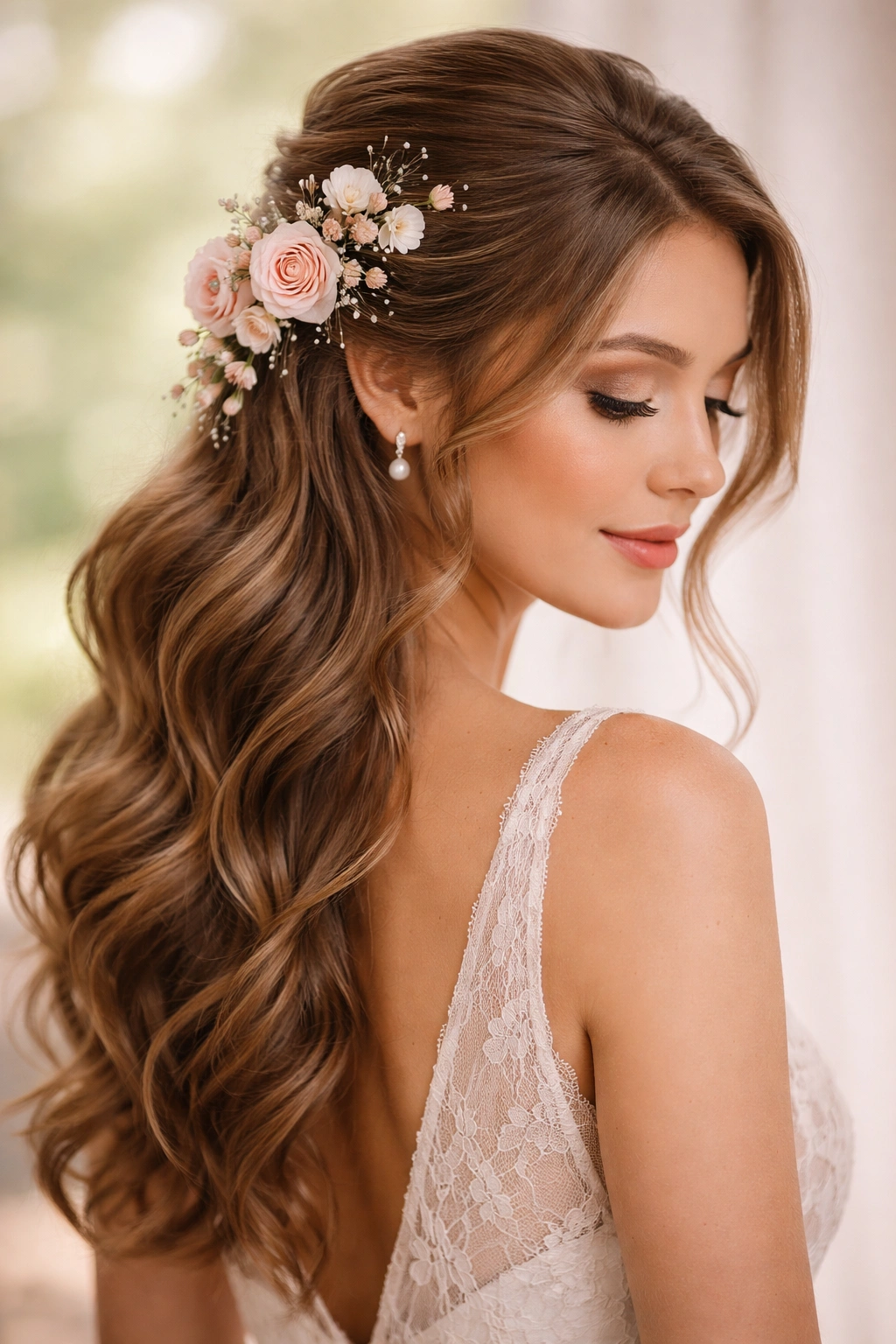 Side-swept waves with asymmetrical flowers along the swept side.