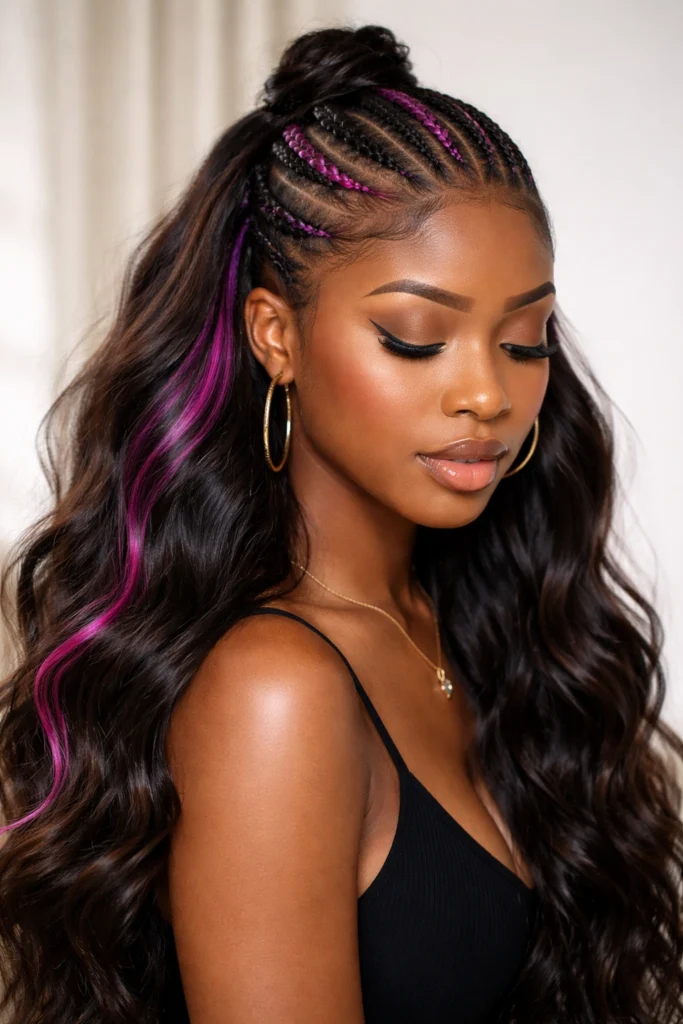 12 Cornrow Half Up Half Down for Black Women