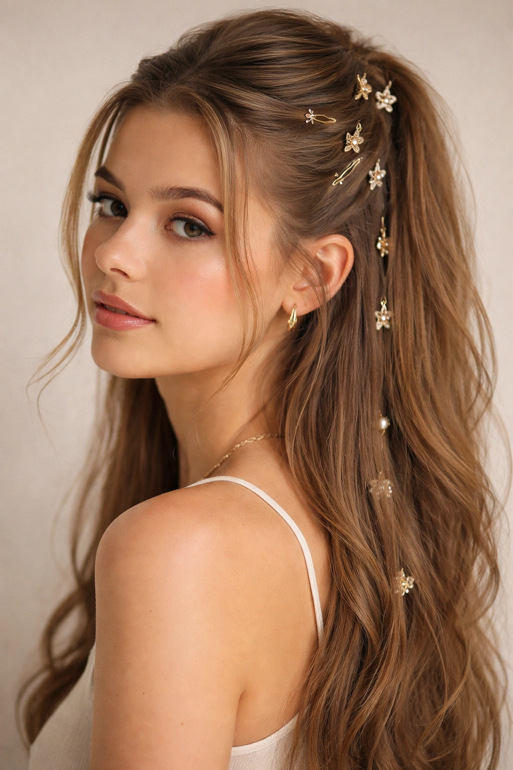 Minimalist half-up with small strategically placed clips