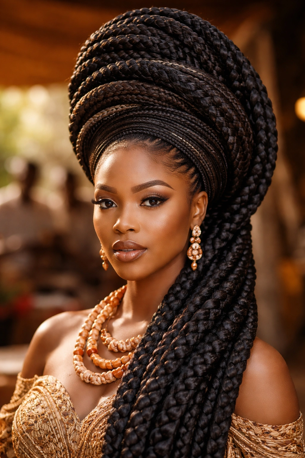 Afo Ogene braided wrap with gele-inspired crown