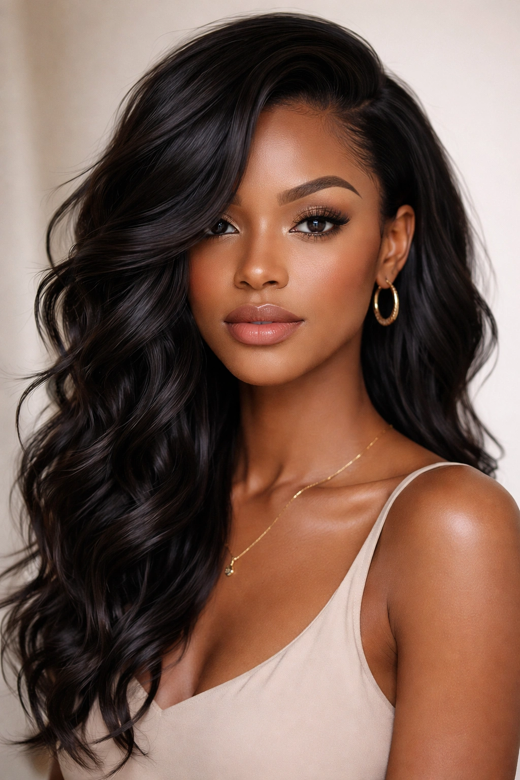 Black woman with asymmetrical waves and longer side