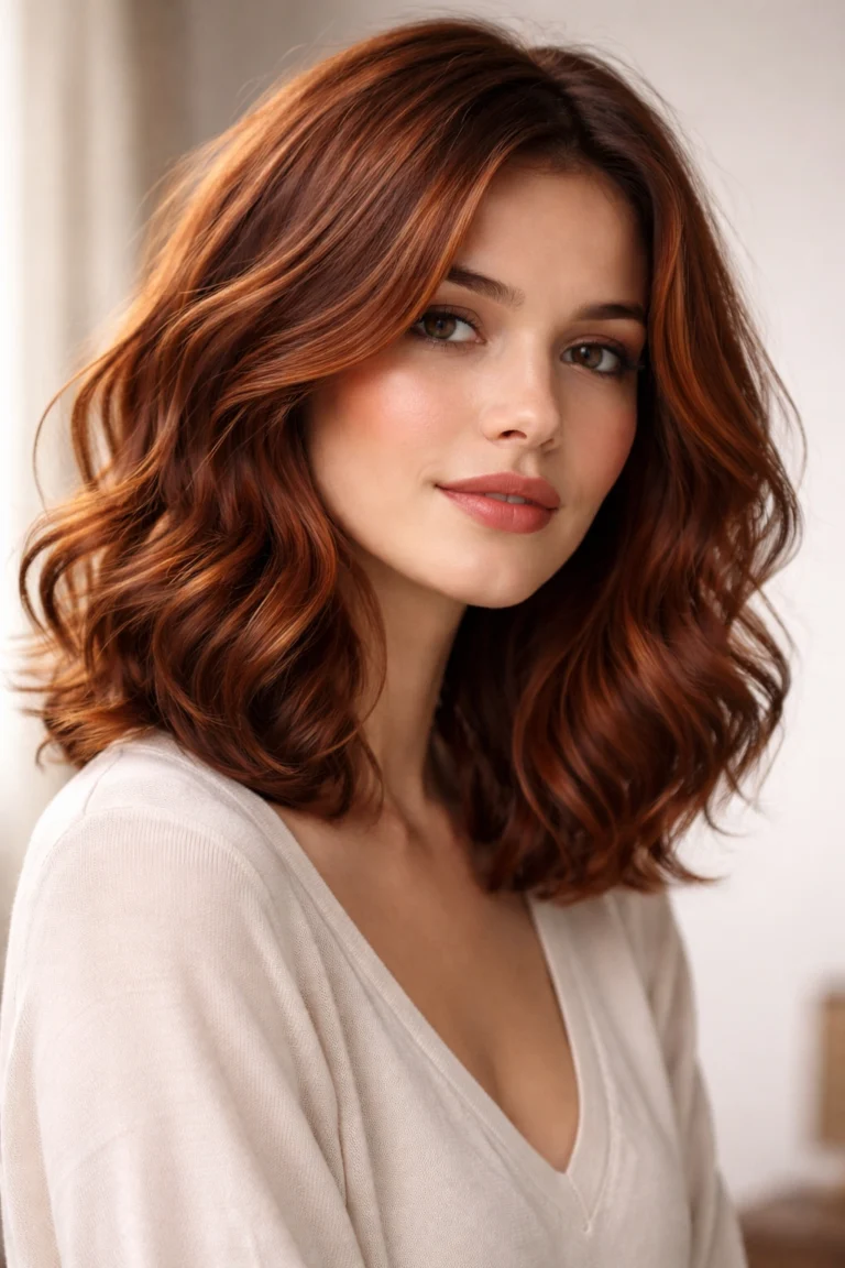 12 Short Wavy Hairstyles in Auburn