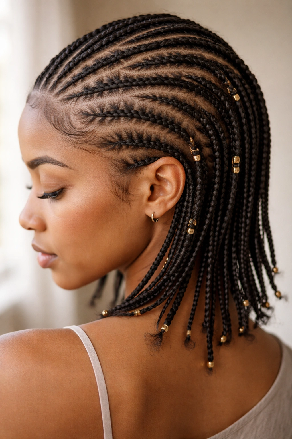 Micro Fulani braids on delicate short hair