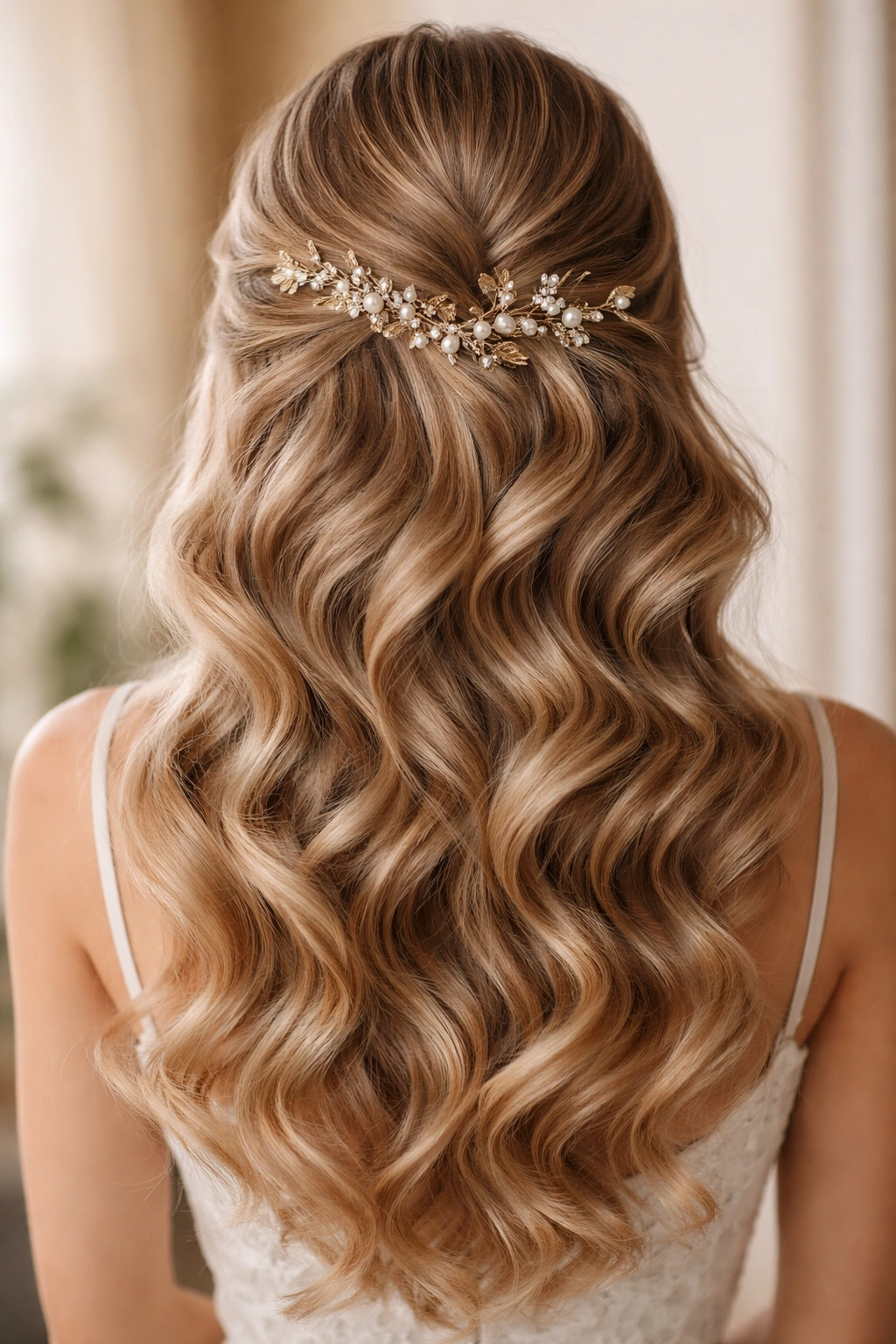 Back view of waves with decorative accessories woven in