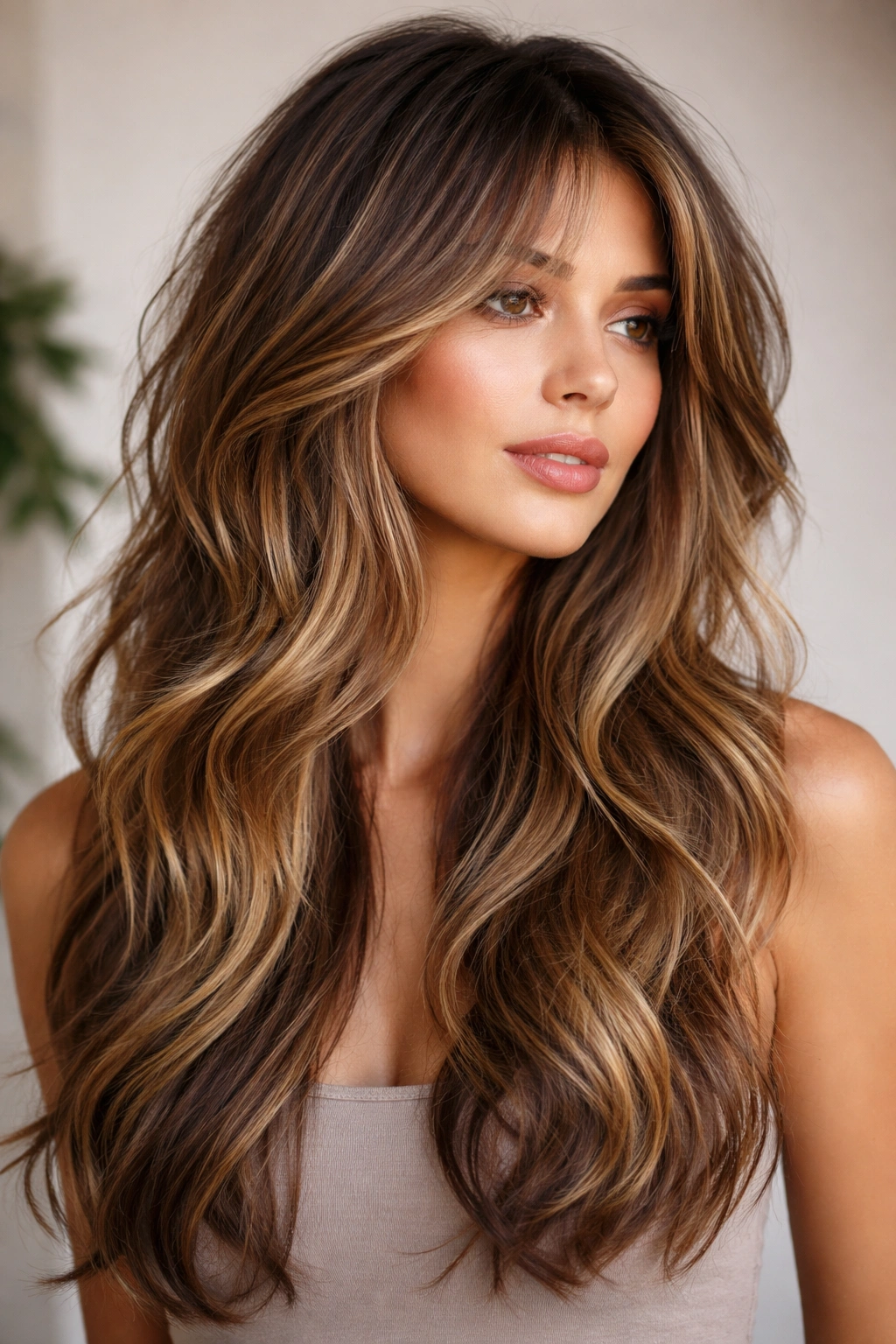 Balayage-friendly shag with dimensional highlights on long layered hair