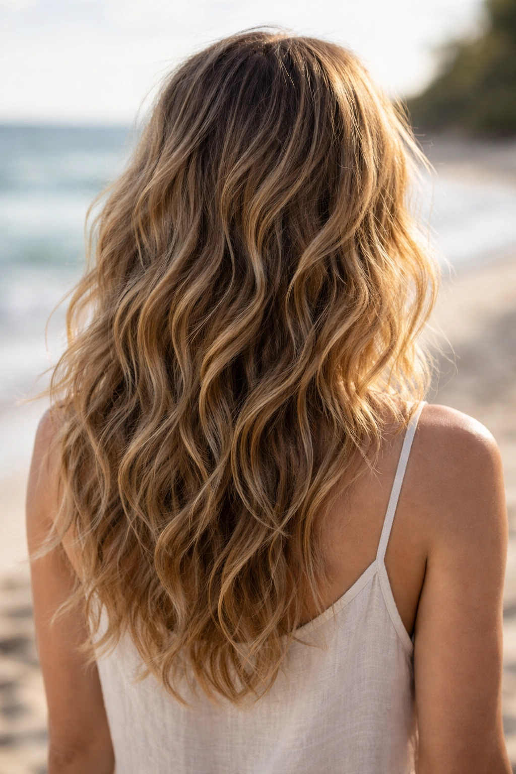 Loose beachy waves with varied sizes and tousled texture