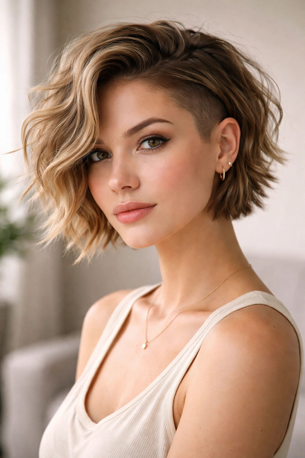 Portrait of beachy waves with undercut on sides