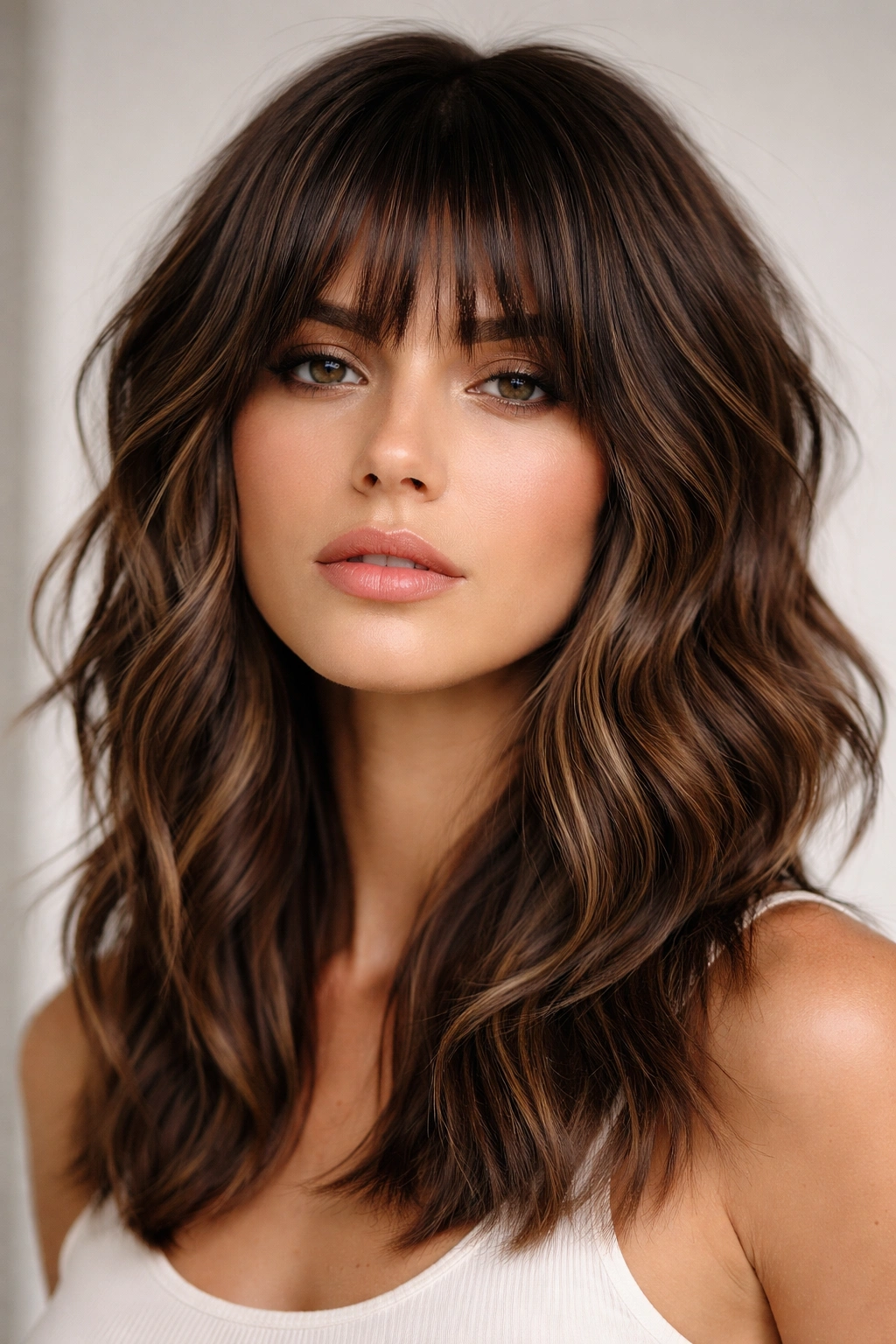 Blunt-edged shag with sharp lines emphasizing defined waves