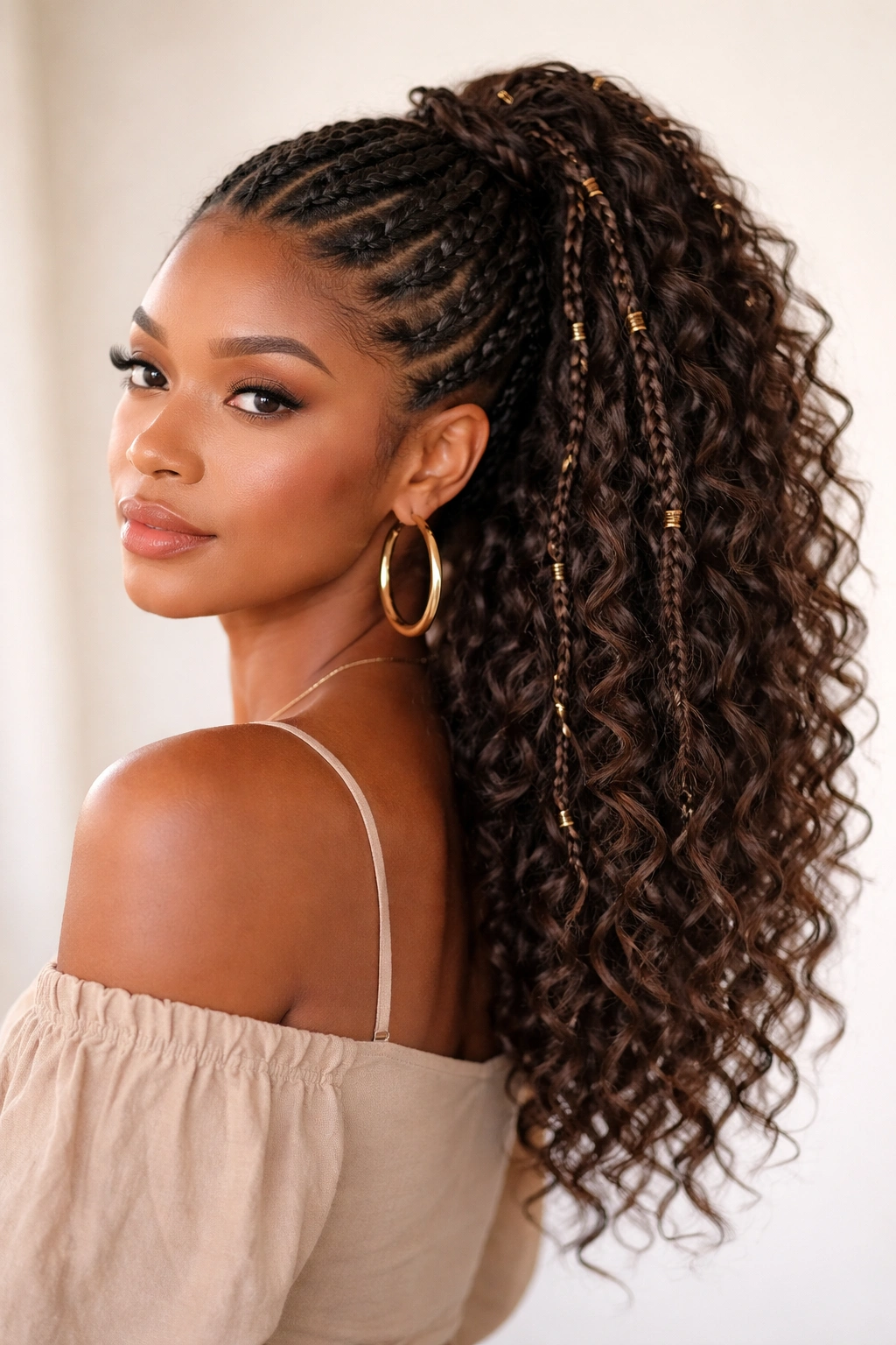Boho braided crochet ponytail with delicate braids