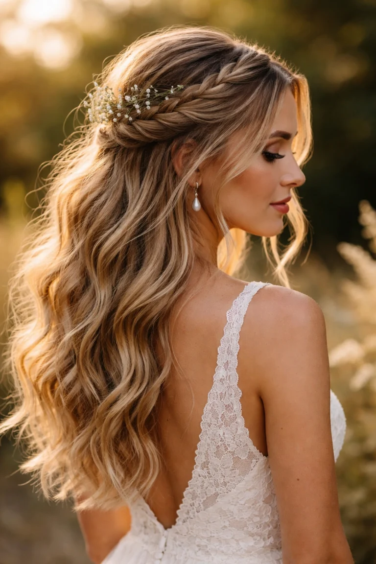 18 Cute Half Up Half Down Looks for Weddings