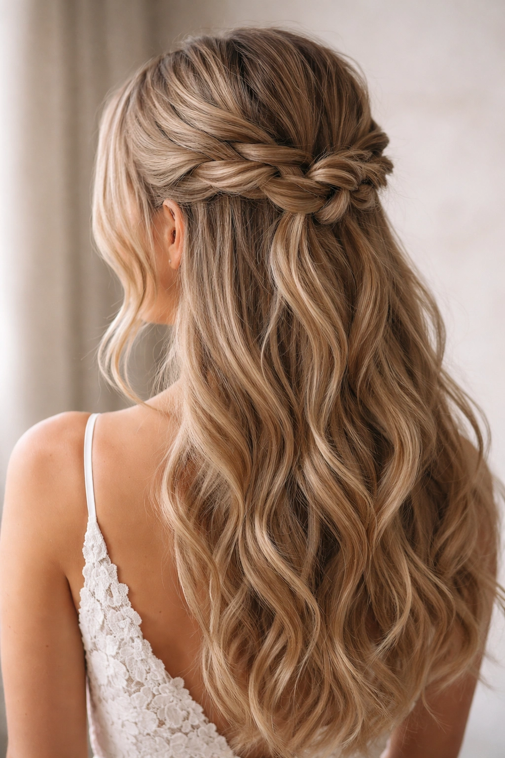 Boho knot twist hairstyle for half up half down