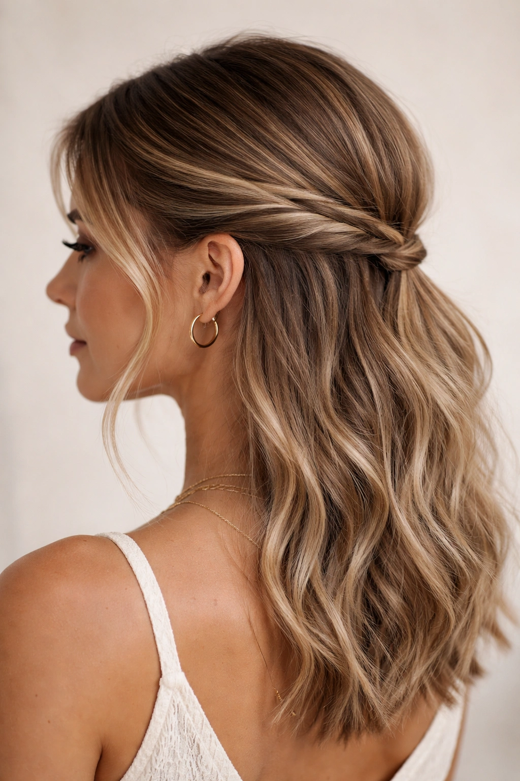 Profile view of short hair with sleek twists at temples and textured underside at the nape