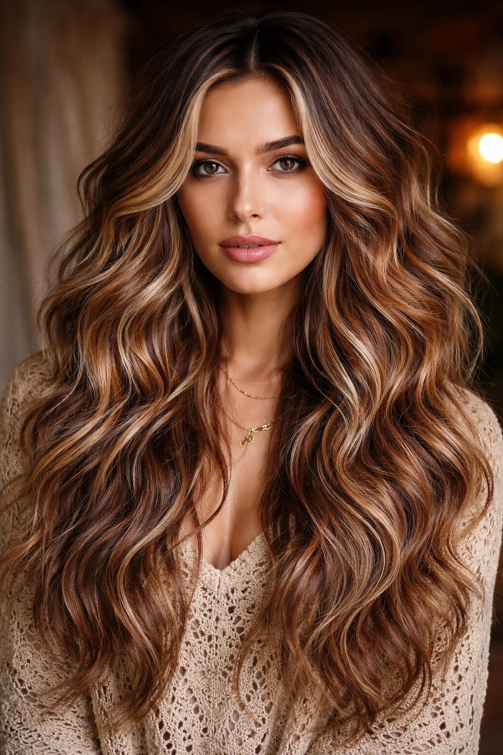 Boho waves with multi-dimensional color in warm tones
