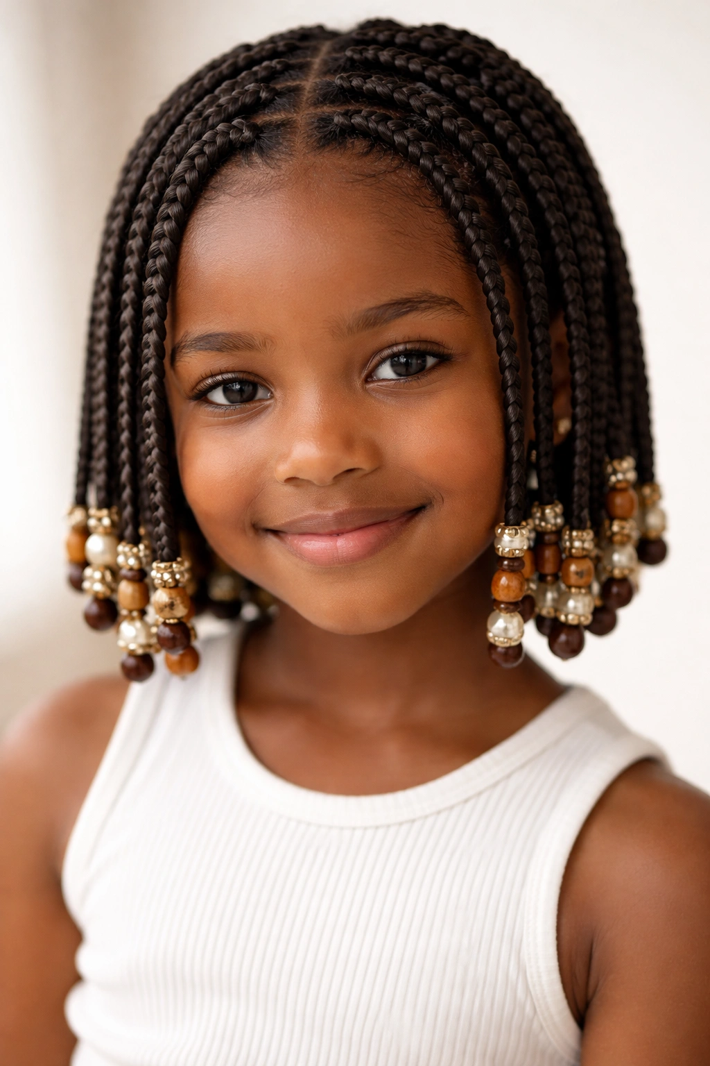Box braids with beads on short hair