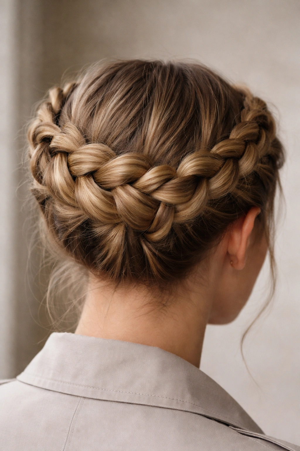 French braid crown around head