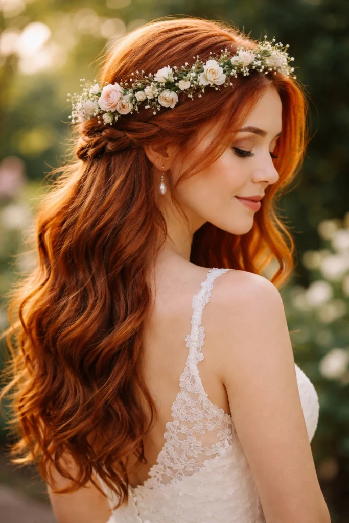 15 Half Up Half Down Wedding Looks for Red Hair