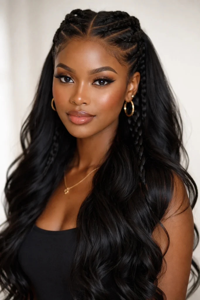 20 Half Up Half Down Long Hair Styles for Black Women