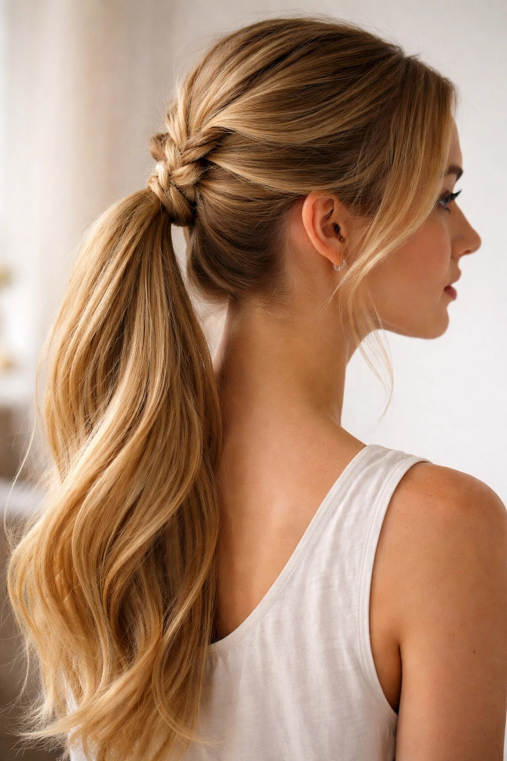 Ponytail with a braid at the base