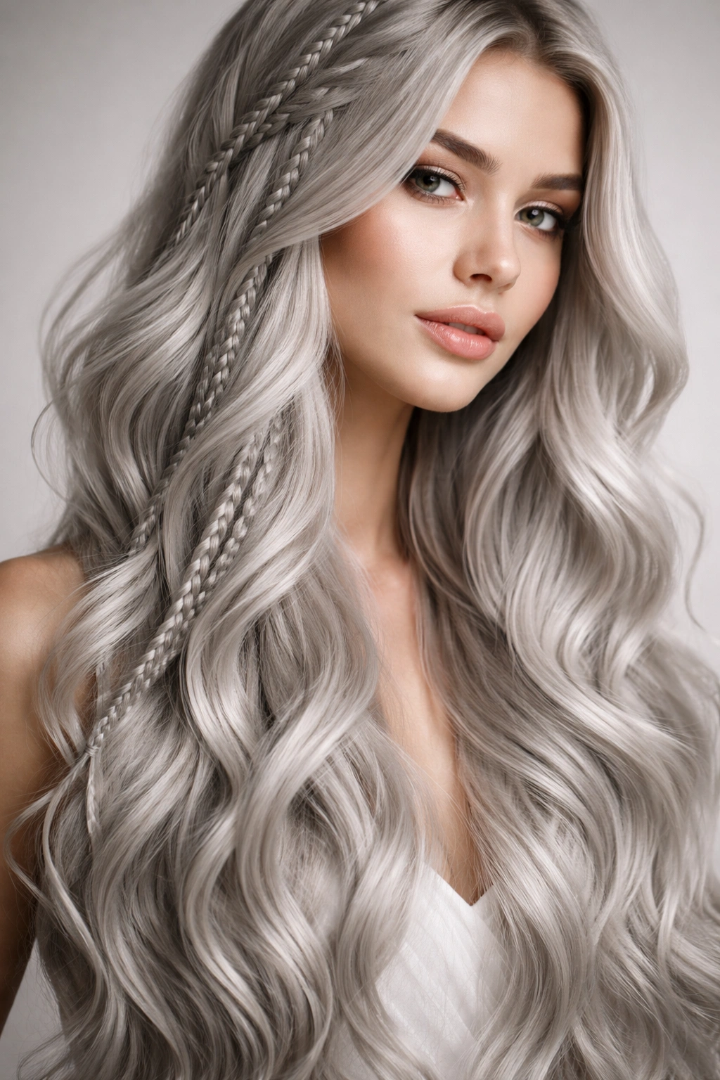 Silver waves with braided sections for extra detail