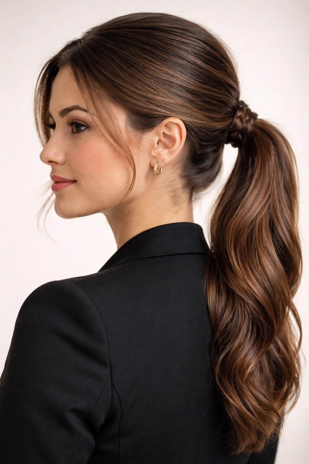 Professional with a braided wrap ponytail.