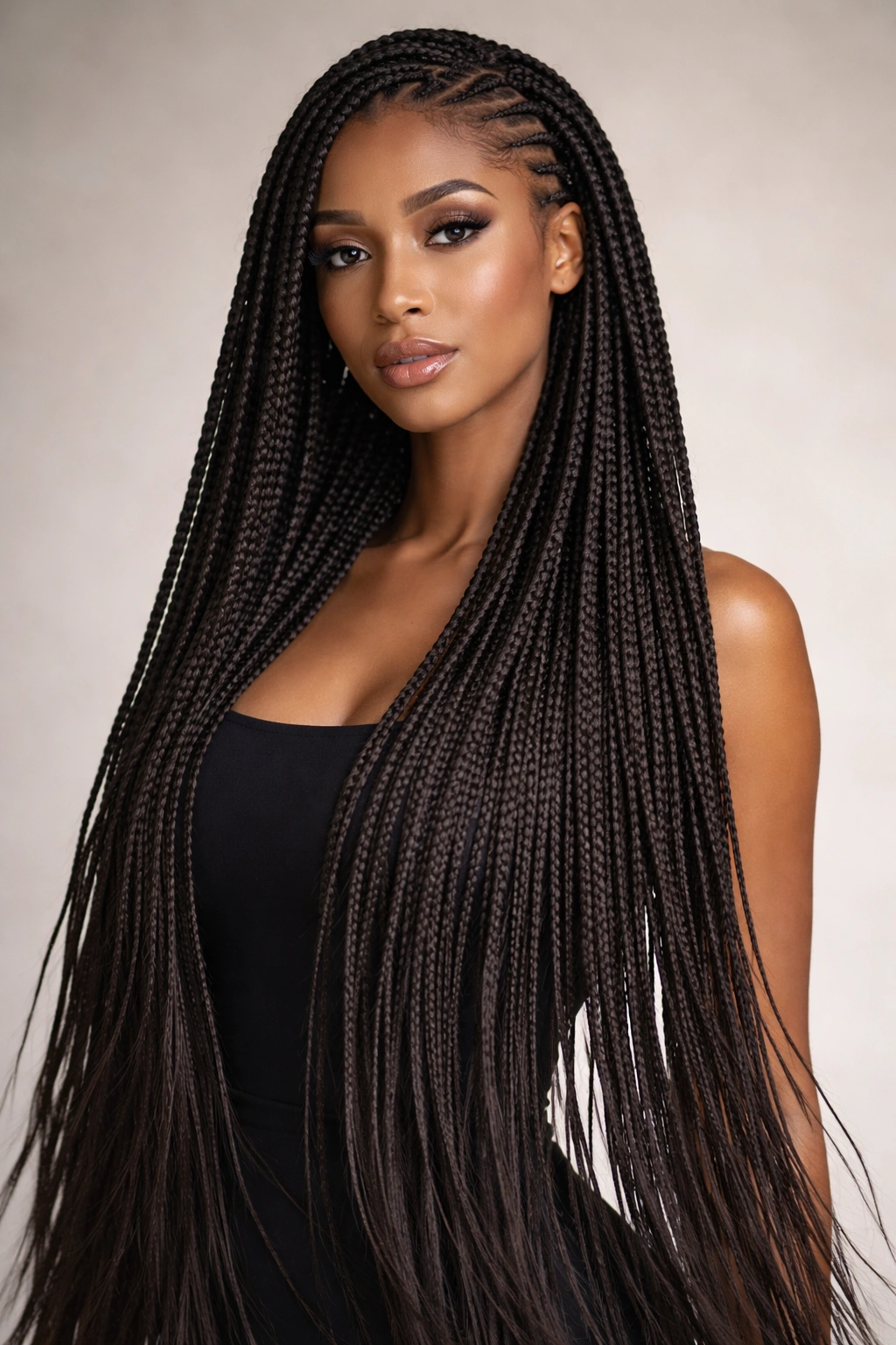 Long dramatic Igbo bridal braids with extensions