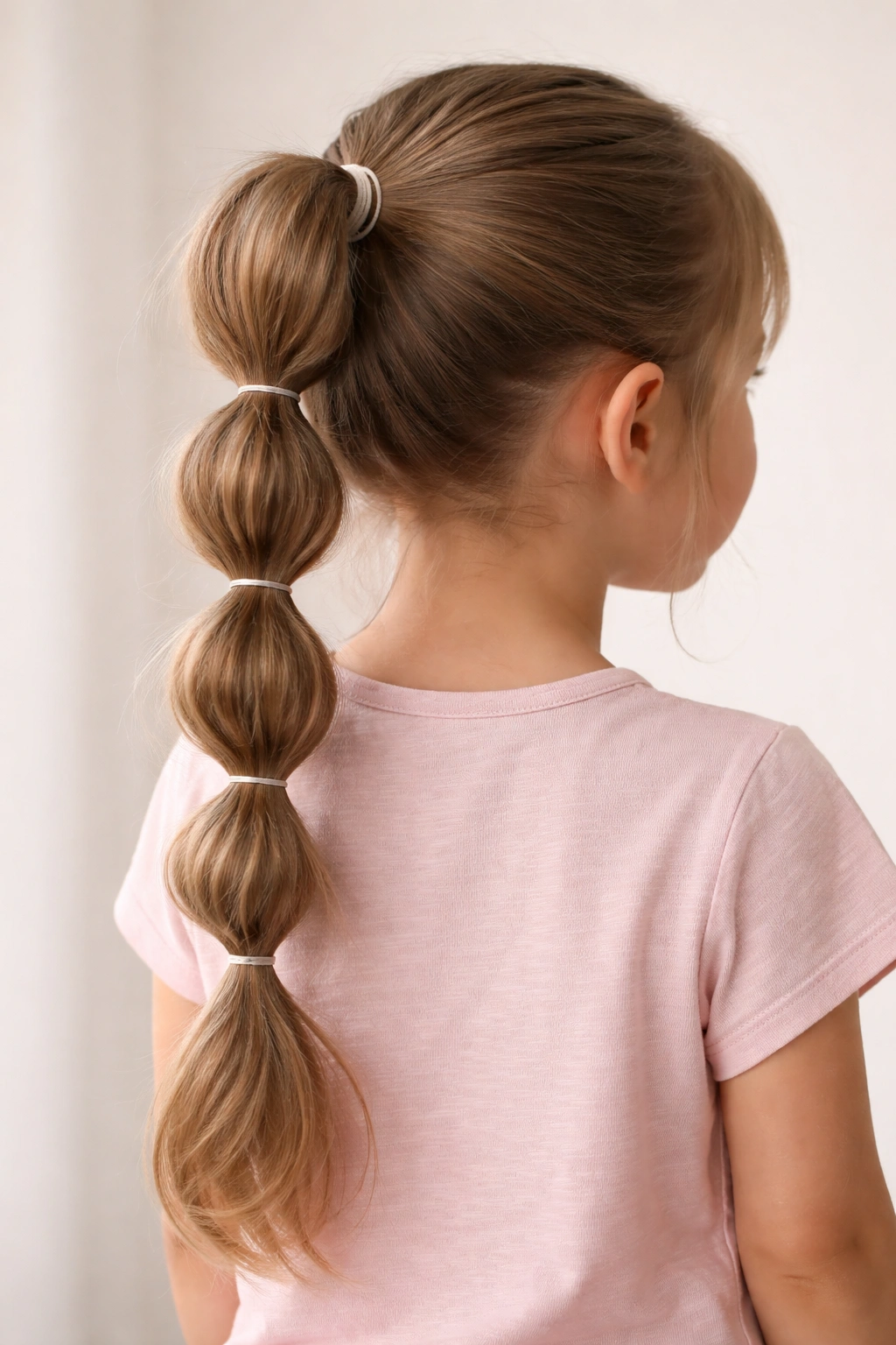 Ponytail with bubble sections created by elastic bands