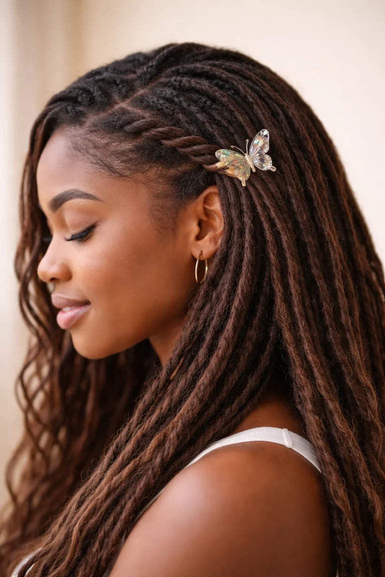 15 Half Up Half Down With Butterfly Clips for Locs