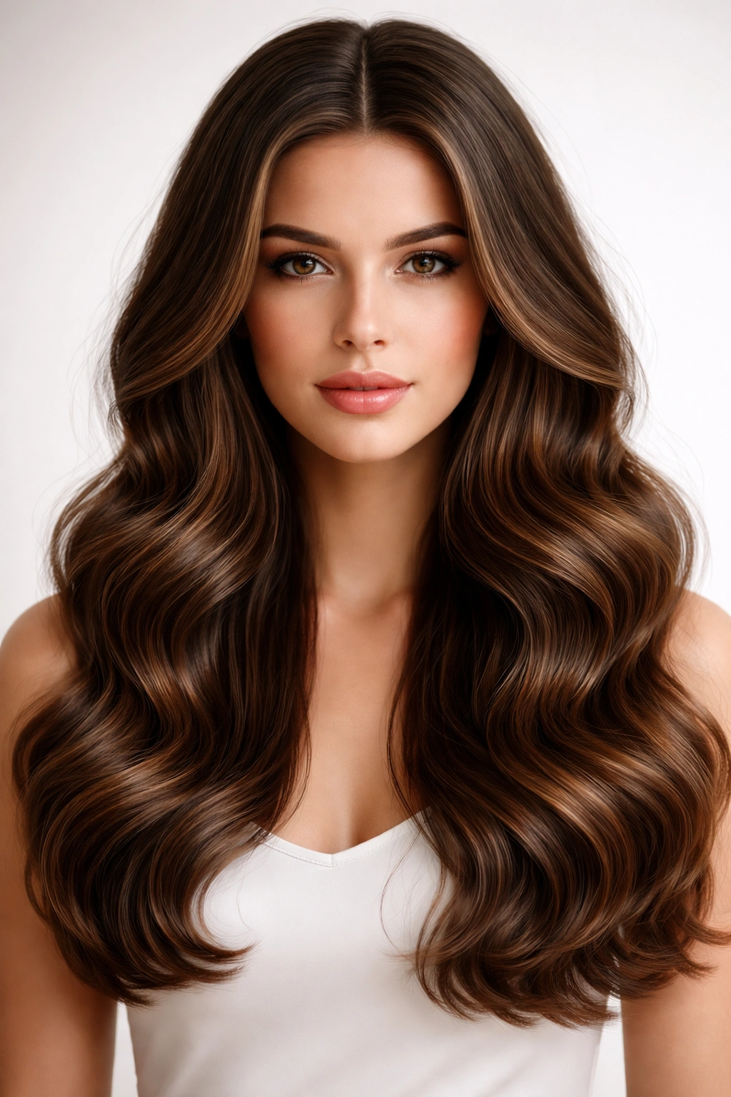 Center-parted hair with voluminous waves