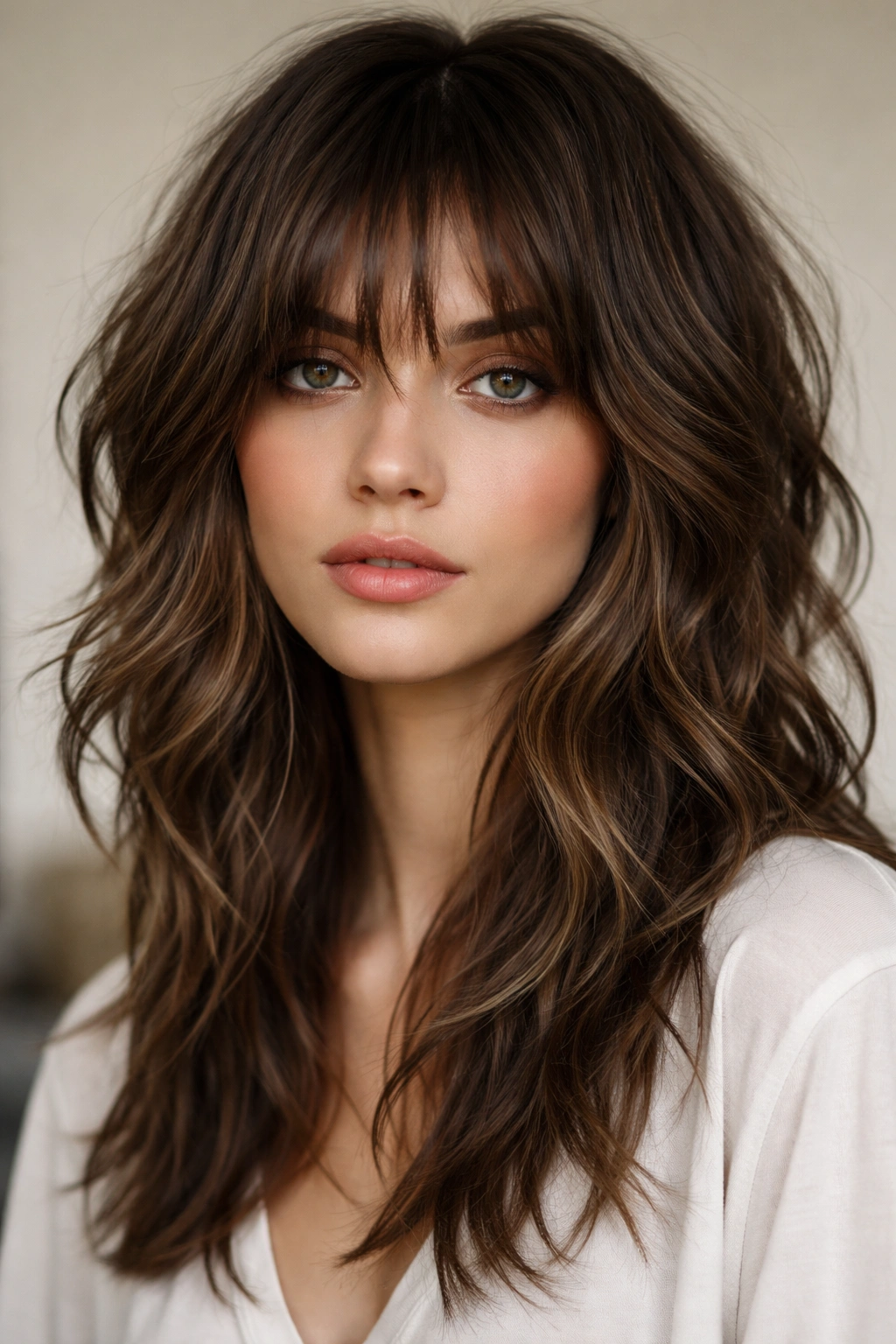 Face-framing choppy shag with short jagged layers around the face