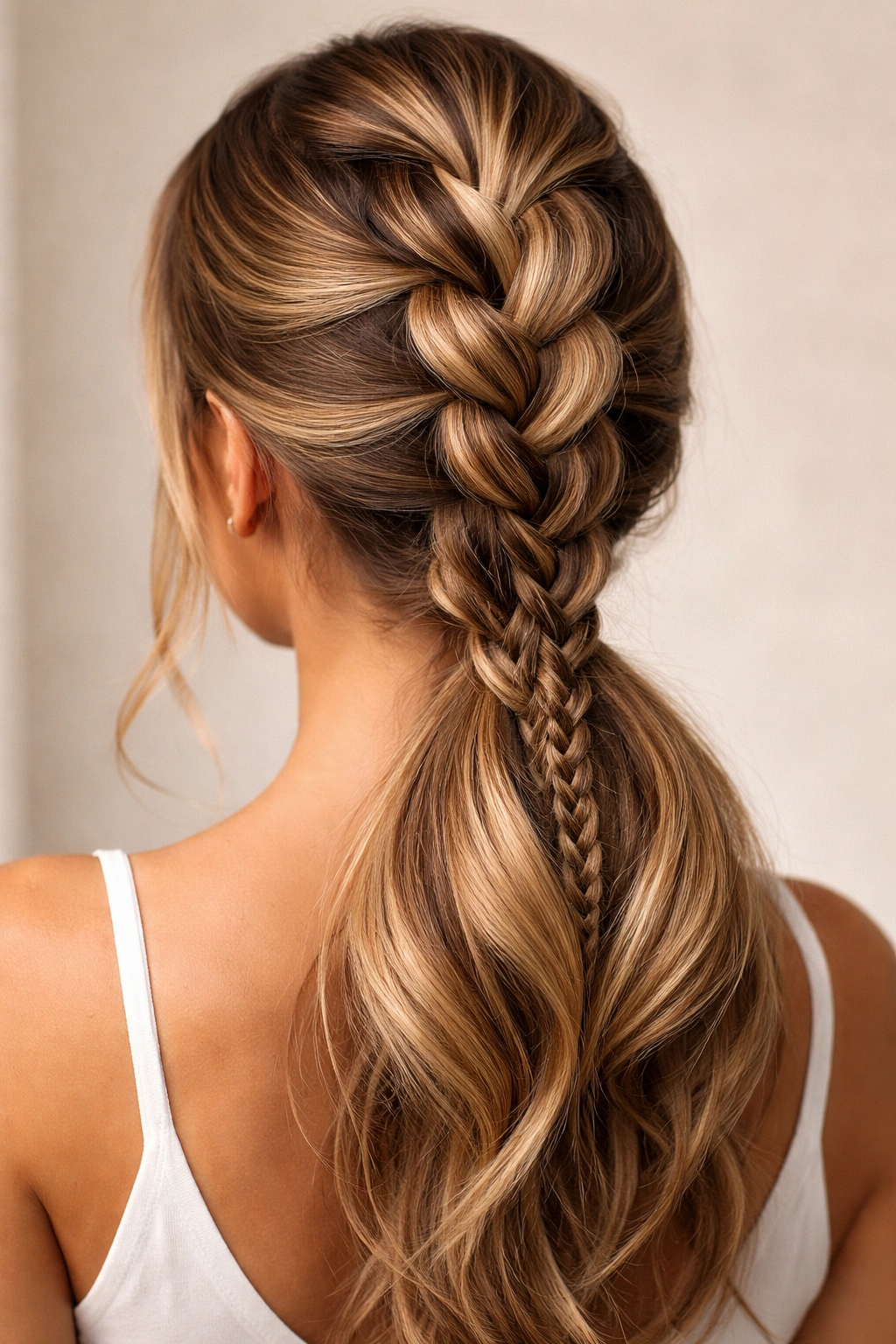 Chunky braid with a thinner underbraid visible underneath
