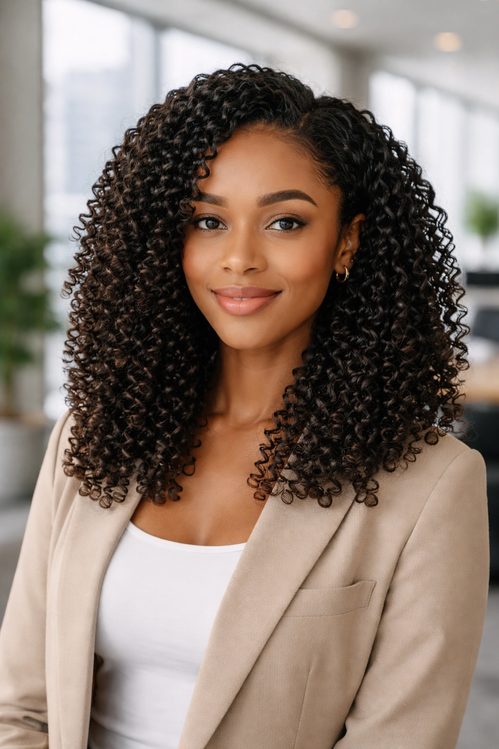 Defined coil-out with glossy coils in a professional office setting