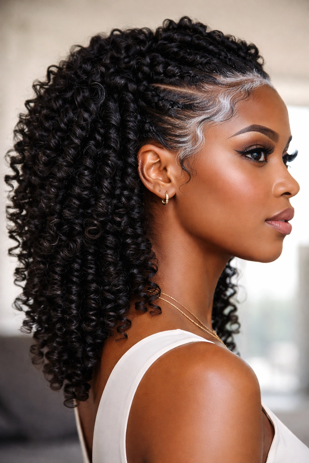 High-contrast coils with frosted edges along the hairline