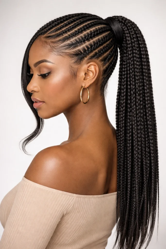 10 Mid Braided Ponytails for Black Women