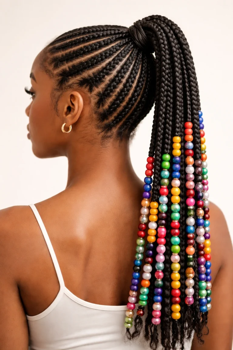 12 Braided Ponytails With Beads