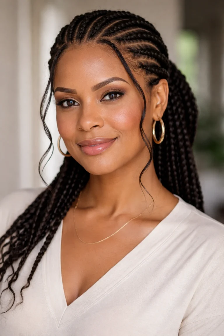 12 Cornrow Styles for a Round Face Over 40