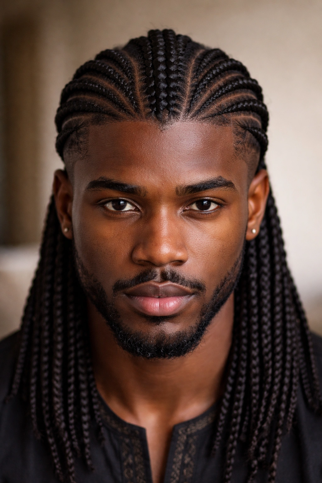 Crown braid design with a central ridge running from forehead to back of the head.