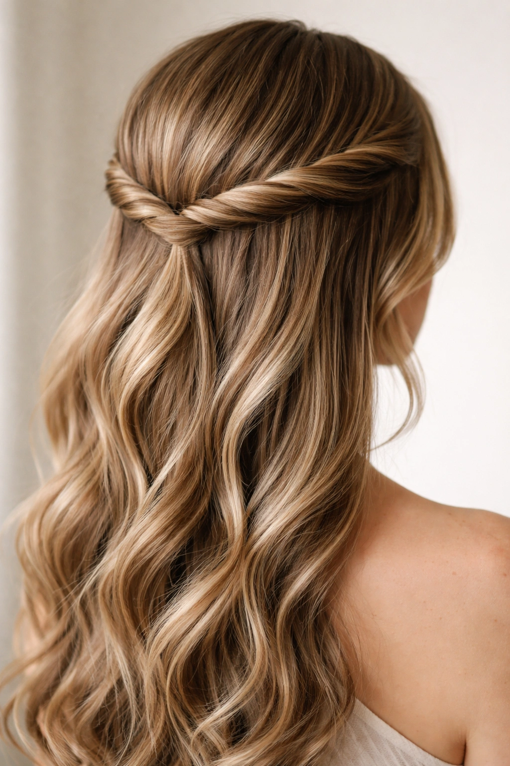 Close-up of wrapped crown twist hairstyle around the back of the head