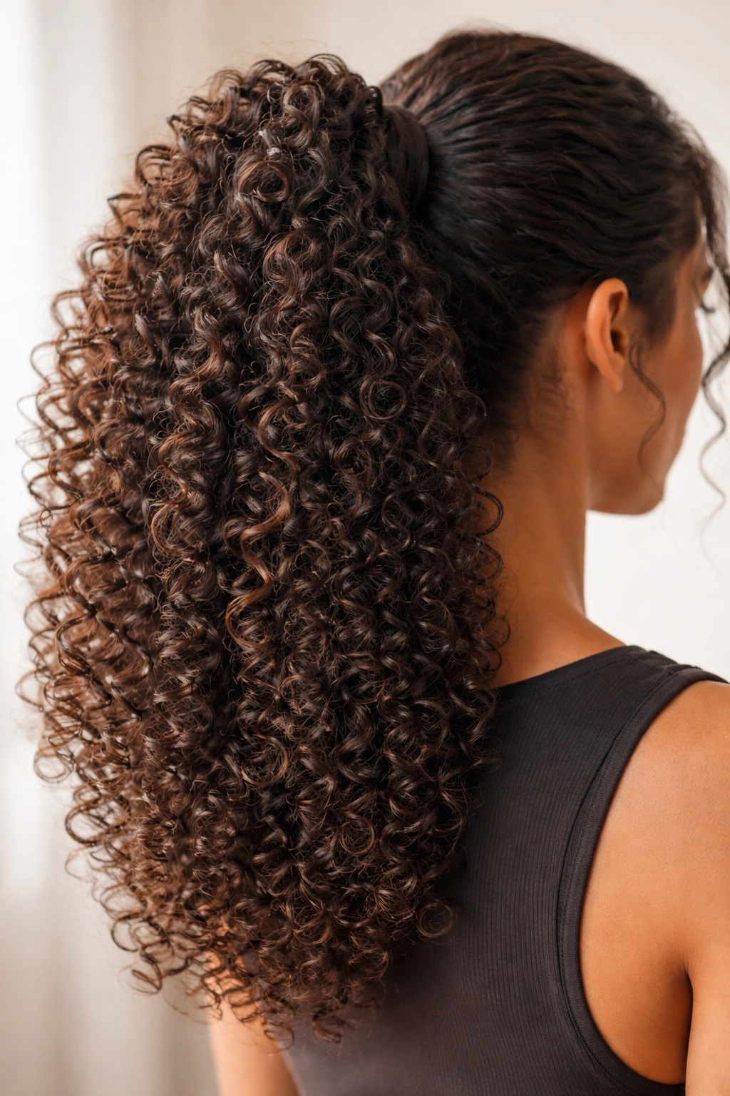 Curly coily ponytail with defined curls