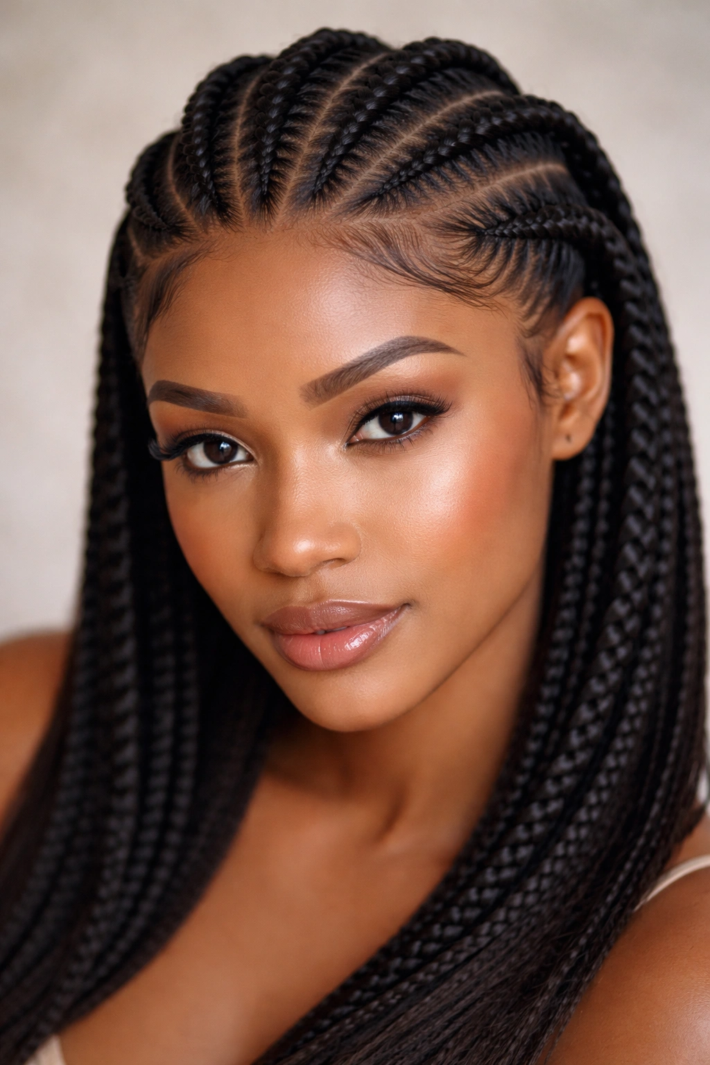 Three curved braids forming a crown around the head