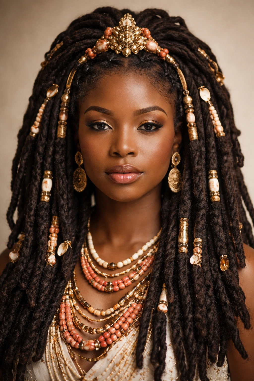 Royal Dada Ile hairstyle with thick locks and beads