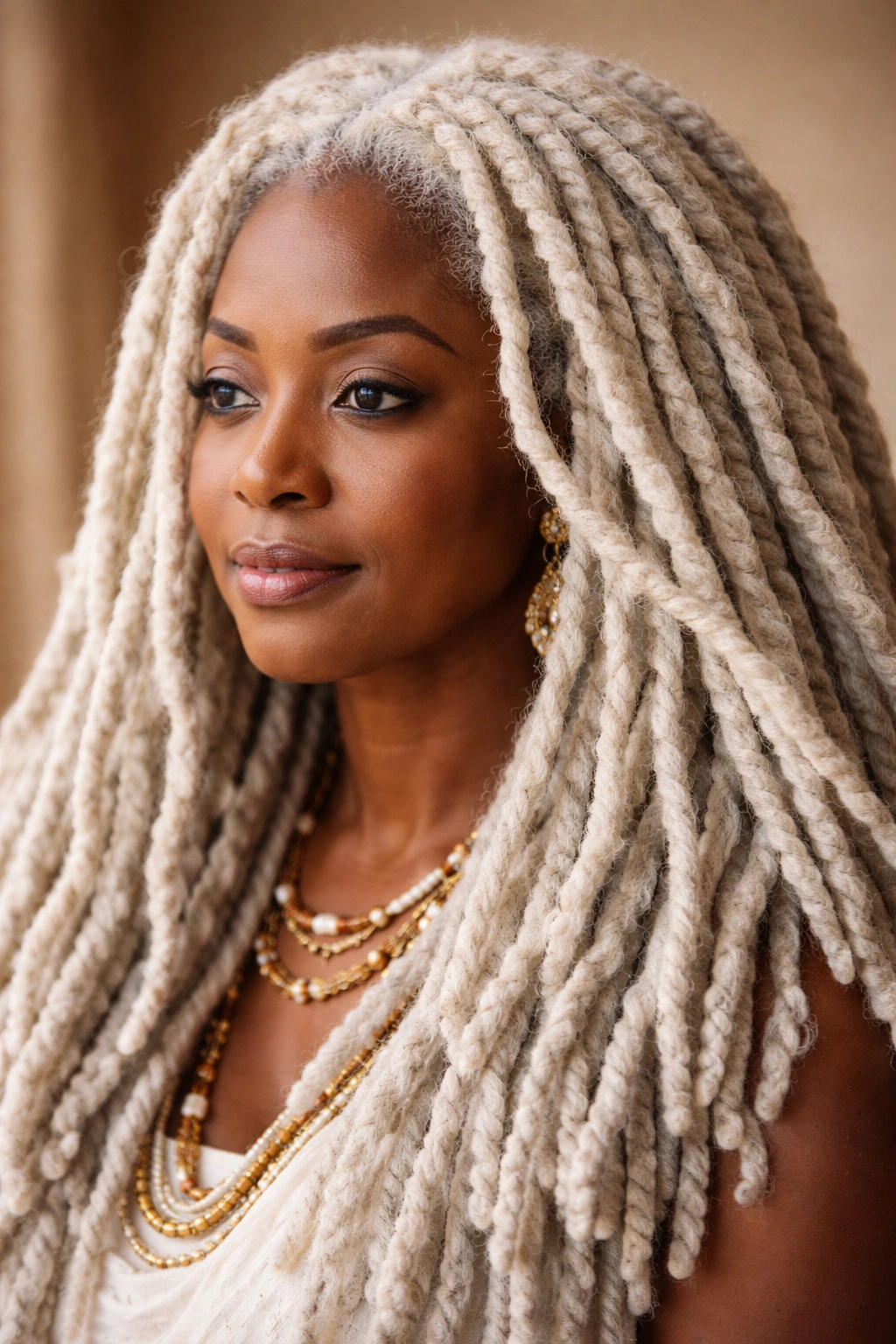 Dada Owu mature locks with subtle whitening