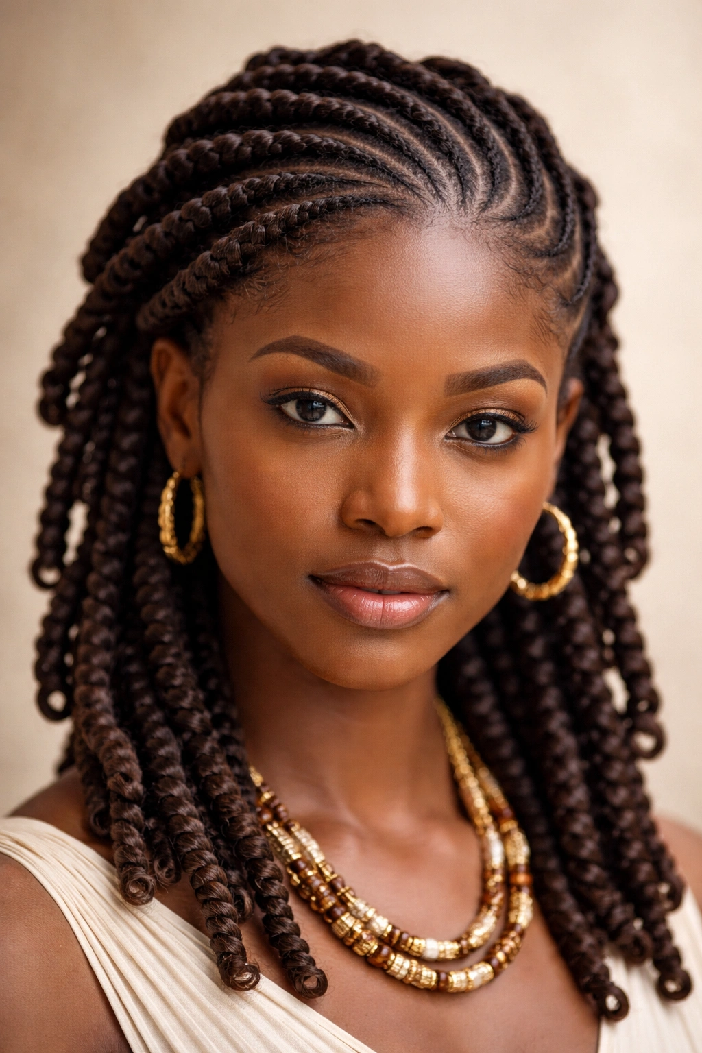 Close-up of Dada Sísé two-strand spiral locks on a Yoruba woman's head