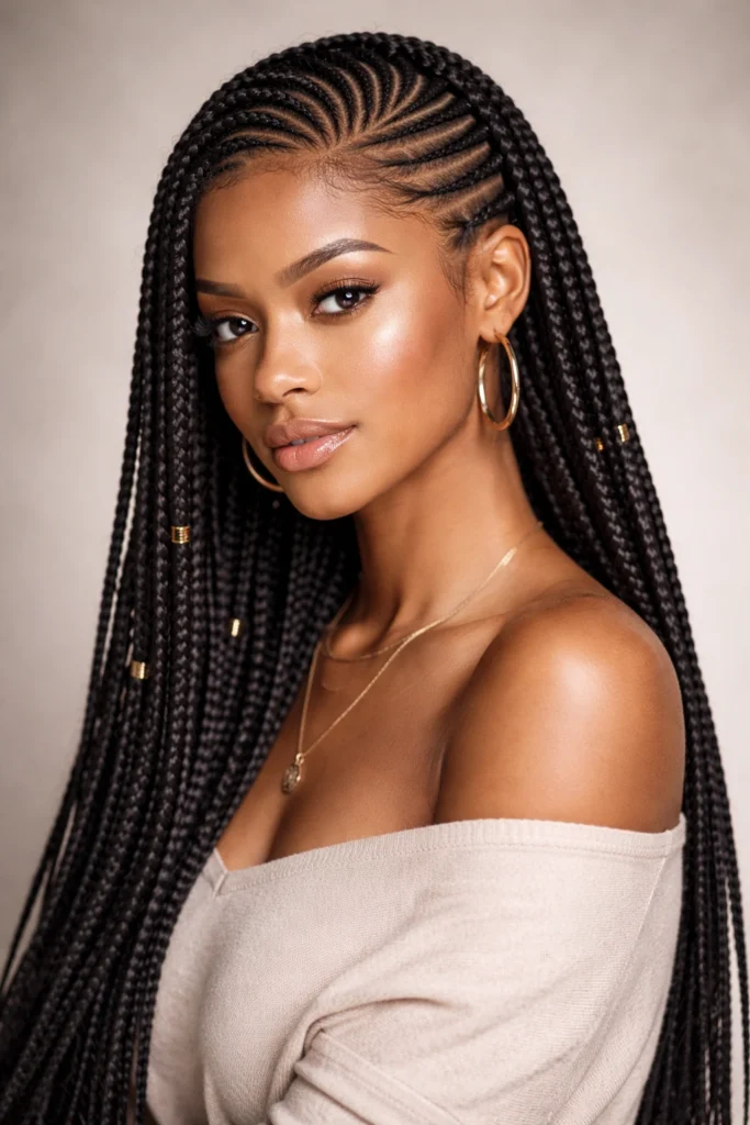 10 Cute Half Cornrow Styles With Box Braids