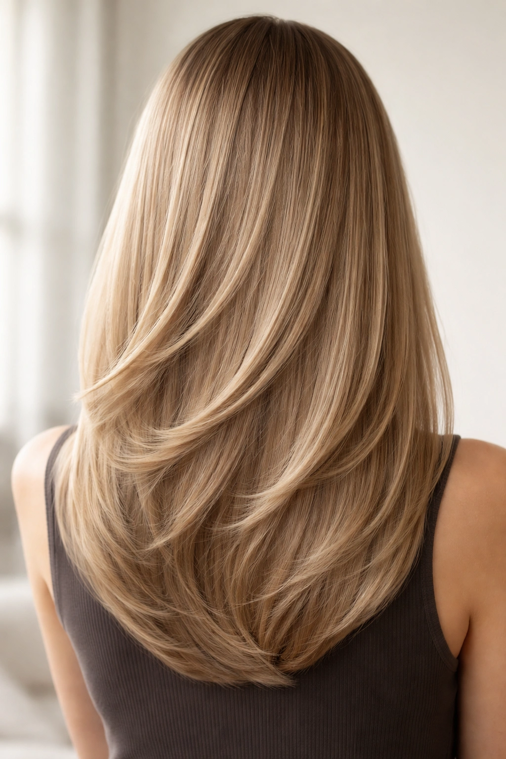 Close-up of straight hair showing directional flow and clean lines