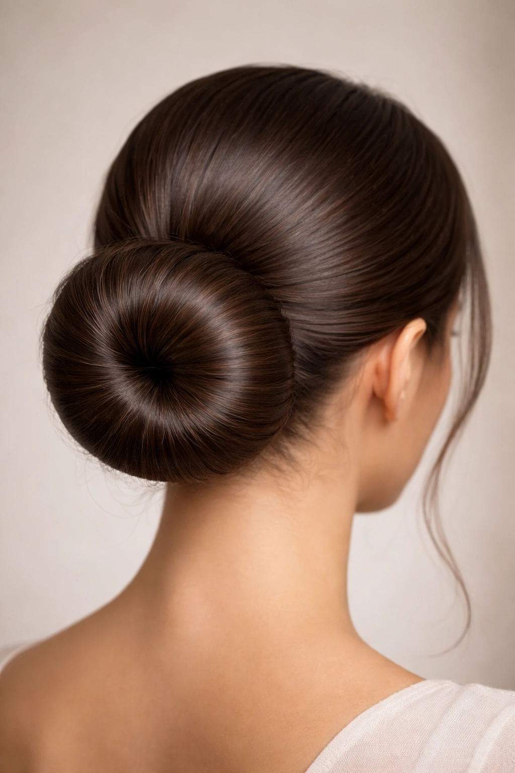 Close-up of sleek donut bun formed around a donut core