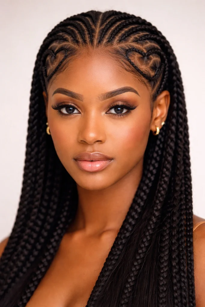 15 Feed In Cornrows With Heart Design