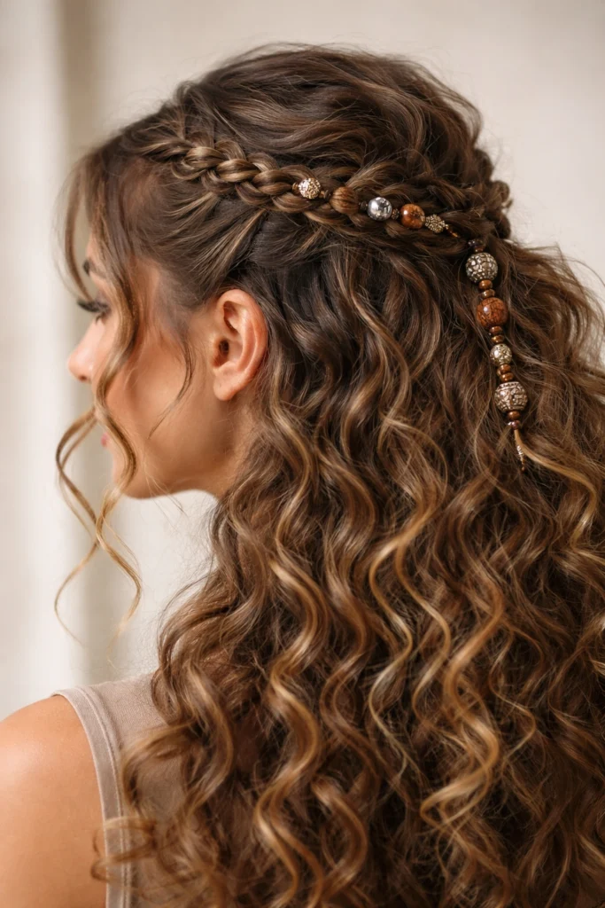 8 Dutch Braid Half Up Half Down for Curly Hair