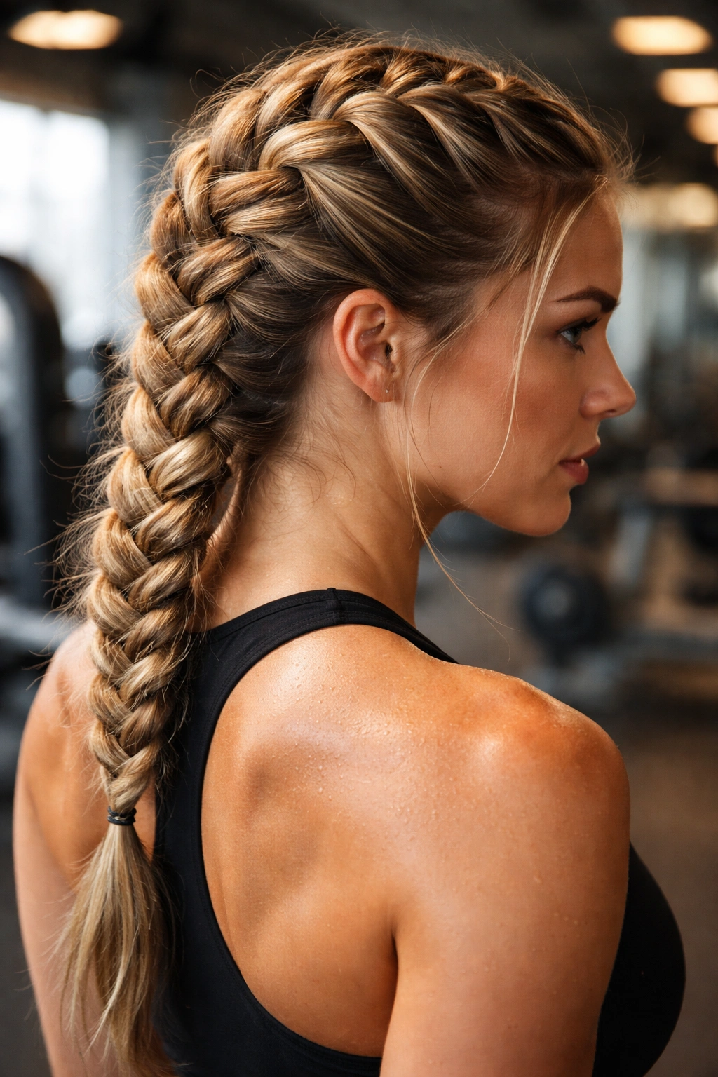 Raised Dutch braid with chunky texture on the scalp