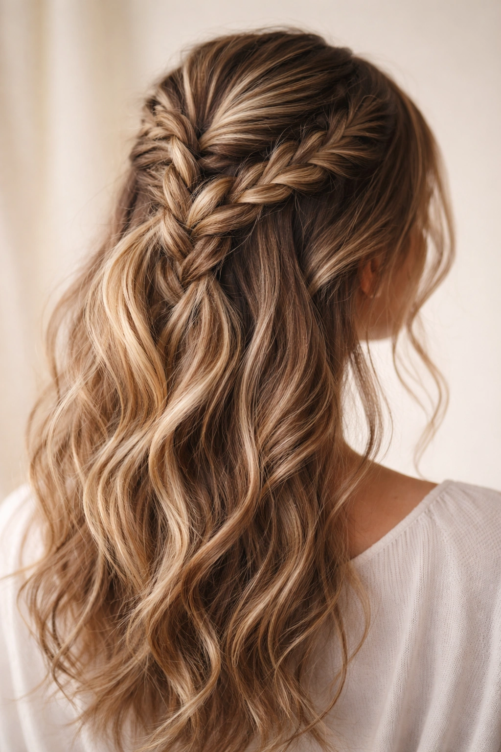 Dutch braids integrated into a half-up style with loose edges
